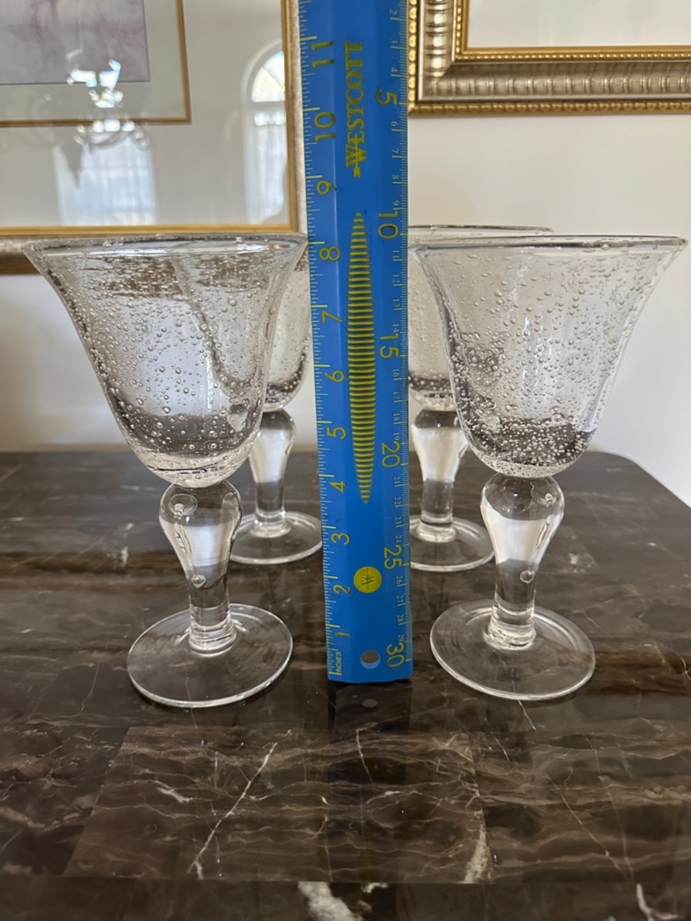 Clear Bubble Glass Wine Goblets - Set of 4 - Picture 2 of 2